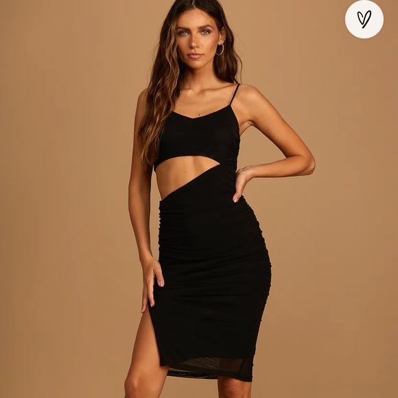 Lulus Dresses & Skirts - Lulus black ruched cut out body con dress